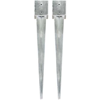 vidaXL Milas De Entierro De 2 Pcs 12x12x89 Cm De Acero Galvanizado De Plata - 195615