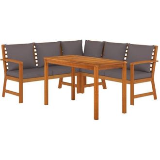 vidaXL Juego Comedor De Jard&iacute;n 4 Pzas Con Cojines Madera Maciza Acacia Vidaxl