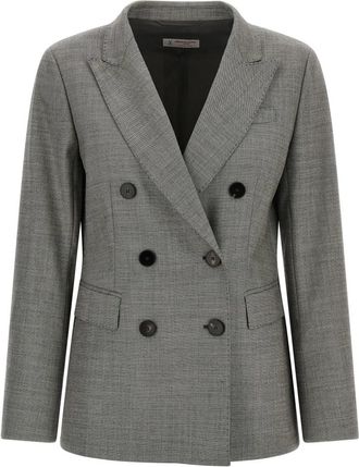 Alberto Biani Dubbelrijige Blazer - Dames - Blazers - Grijs - S - Wol - Jassen