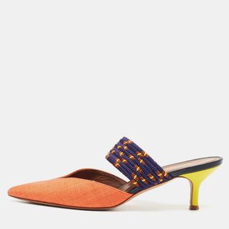 Malone Souliers Yellow/orange Raffia And Canvas Maisie Sandals