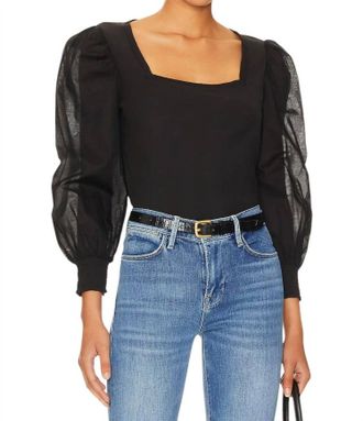 Nation Ltd Laura Long Sleeve Top In Jet Black