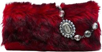 Miu Miu Pre-owned Faux Fur Satchel - Dames - Vintage Clutch - Rood - ONE Size - Vintage
