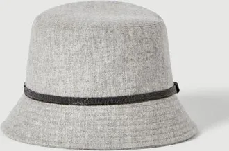 Brunello Cucinelli Virgin wool and cashmere flannel bucket hat with shiny band in Light Grey at Nordstrom, Size Medium