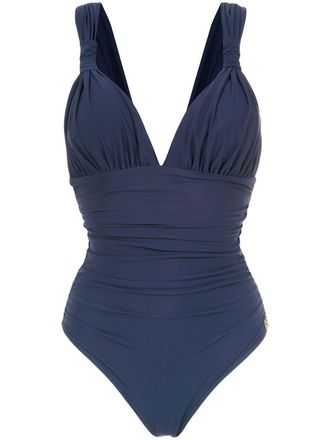 Brigitte Eli draped swimsuit - Blu