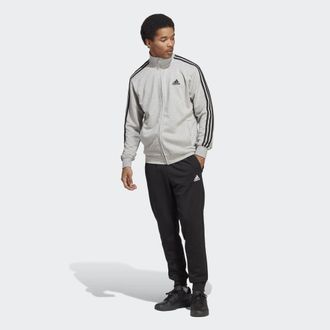 adidas Mens Basic 3-Stripes French Terry Track Suit - Grey Cotton - Size X-Small