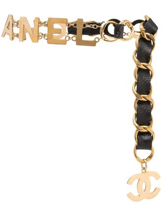 Chanel Cintura Jumbo Coco Chanel 1993 in pelle con catena - Oro
