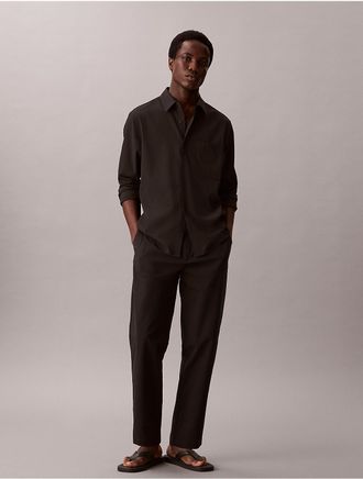 Calvin Klein Mens Seersucker Straight Pants - Black - 2XL