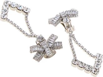 Alessandra Rich Womens Embellished Metal Earrings Crysilver Brass Glass