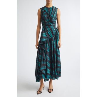 Ulla Johnson Veda Shibori Silk Dress in Malachite at Nordstrom, Size 10