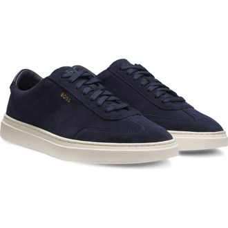 BOSS Kieran Suede Low Top Sneaker in Dark Blue Suede at Nordstrom, Size 11Us