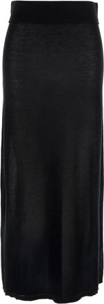 Toteme Zwarte Kasjmiermix Lange Rok - Dames - Midirokken - Zwart - S - Kasjmier - Rokken