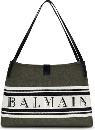 Balmain Black Cotton Shoulder Womens Bag