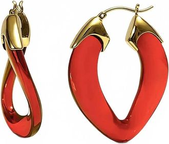 Gold & Honey Womens Curb Link Lucite Birthstone Hoop Earrings In January - Garnet