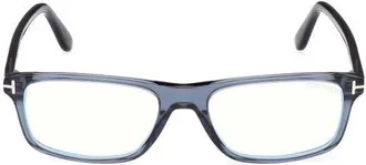 Tom Ford 53mm Rectangular Blue Light Blocking Glasses in Shiny Transparent Navy Blue at Nordstrom