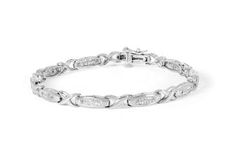 House of Brilliance 14K White Gold 1.0 Cttw Invisible-Set Princess Diamond Tennis Bracelet