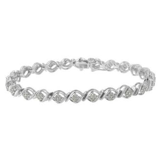 House of Brilliance Silver Diamond Cluster Link Bracelet in White at Nordstrom