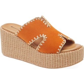 Chocolat Blu Jaxx Platform Wedge Sandal in Orange Suede at Nordstrom, Size 9-9.5Us