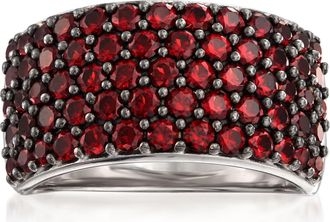 Ross-Simons Garnet Multi-Row Ring in Sterling Silver