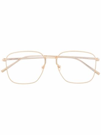 Saint Laurent Eyewear square frame glasses - unisex - Brass - 55 - Gold