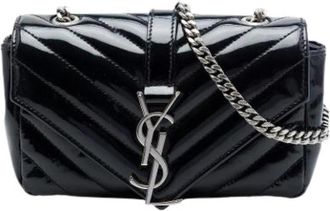Saint Laurent Pre-owned Quilted Patent Leather Crossbody Bag - Dames - Vintage Schoudertas - Zwart - ONE Size - Leer - Vintage