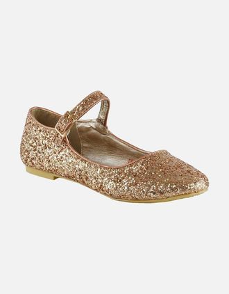 XY London Womens XY London Womens/Ladies Amanda Strappy Glitter Buckle Ballerina Flats - Gold - Size: 7