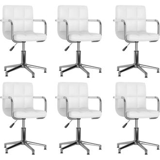 vidaXL Vidaxl - Sillas De Comedor Giratorias 6 Unidades Cuero Sint&eacute;tico Blanco