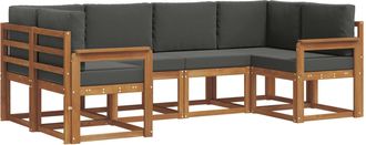 vidaXL Conjunto De Sof&aacute;s De Exterior 6 Uds. Natural Y Antracita Vidaxl