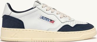 Autry MEDALIST LOW SNEAKERS IN WHITE LEATHER AND DENIM SUEDE