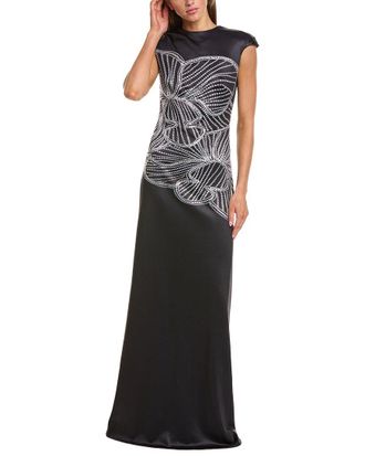 Rene Ruiz Beaded Floral Column Gown