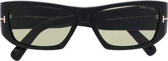Tom Ford Eyewear tinted rectangle-frame sunglasses - men - Acetate - 56 - Black