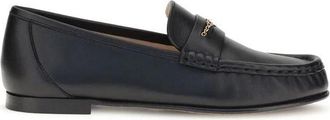Chlo&eacute; Gepolijste leren loafers met gouden ketting - Dames - Loafers - Zwart - 36 EU - Leer - Schoenen