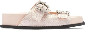 N&deg;21 Roze Gevlochten Sandalen met Kristallen Gespen - Dames - Sandalen - Roze - 39 EU - Schoenen