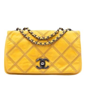 Chanel Pre-owned Vintage Classic Flap Schoudertas - Dames - Pre-owned - Geel - Maat: ONE Size Leer