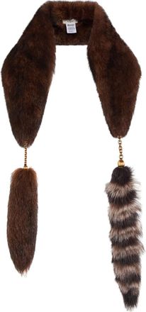 Chlo&eacute; The Treasure Tails Shearling Scarf - Dark Brown - One Size