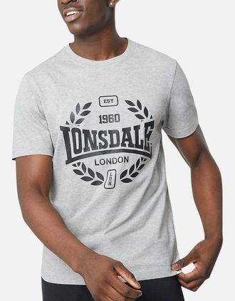 Lonsdale Mens Lonsdale Mens T Shirts Box Logo Tee Crew Neck Short Sleeve Summer Basic T Shirt - Grey - Size: 36