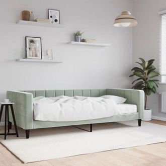 vidaXL Sof&aacute; Cama Con Colch&oacute;n Terciopelo Gris Claro 100x200 Cm Vidaxl