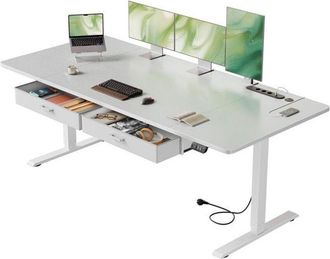 OEM Hlonone Escritorio Elevable El&eacute;ctrico 180 X 80 Cm, Mesa Puertos Usb-c, Mesa Regulable En Altura Con 2 Cajones Extra&iacute;bles, Blanco