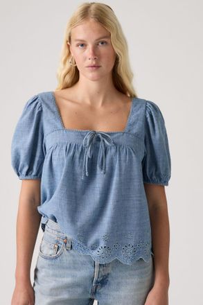 Levi's Blusa de manga corta con calado Darling - Mujer - XS - Azul / Breezy Blues