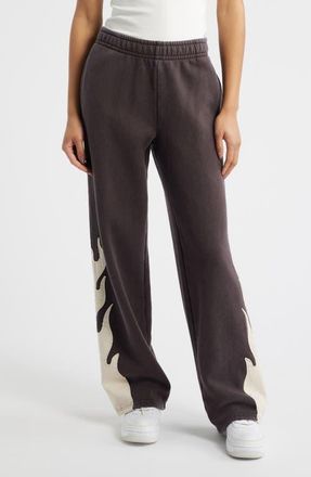 PacSun Flame Appliqu&eacute; Sweatpants in Brown at Nordstrom, Size X-Small