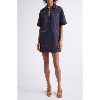 Veronica Beard Phelix Poplin Shift Minidress in Navy at Nordstrom, Size 4