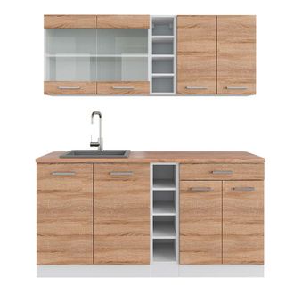 Vicco Cocina Vers&aacute;til R-line, Sonoma/blanco, 160 Cm, Et Roble, Vicco