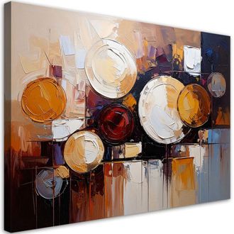 Artgeist Artgeist - Quadro su tela, Astrattismo Cerchi Cerchi nei toni del beige - 90x60