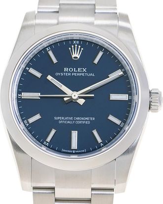 Rolex Oyster Perpetual 34 Automatic Chronometer Blue Dial Ladies Watch M124200-0011