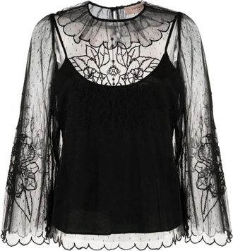 Twinset Blouses - Dames - Blouses - Zwart - XS - Polyester - Overhemden