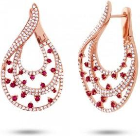 Allurez 1.49ct Diamond & 0.93ct Ruby 14k Rose Gold Earrings
