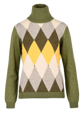 Ballantyne Turtleneck Sweater - Green/Beige