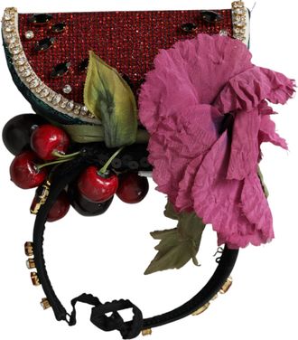 Dolce & Gabbana Red Watermelon Cherry Crystal Hairband Statement Womens Diadem