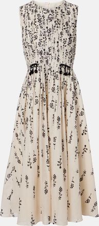 Max Mara Embellished floral cotton voile midi dress