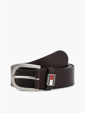 Tommy Hilfiger Mens Tommy Jeans Round Buckle Leather Belt - Dark Brown - 40