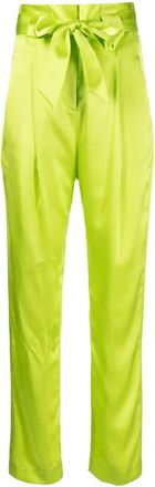 Michelle Mason high-waisted pleated silk trousers - women - Silk - 4 - Green